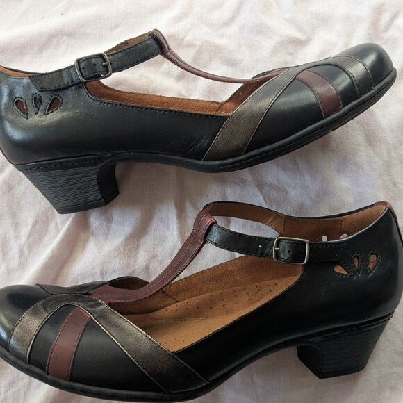 Rockport Cobb Hill "Angelina" retro T-strap black leather pumps | US 11 - Picture 6 of 6
